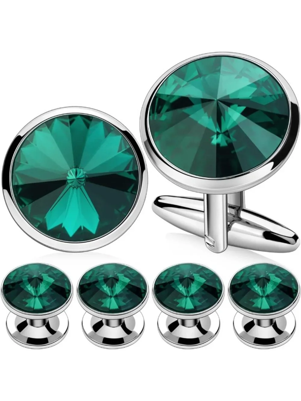 Elegant Cufflinks & Shirt Studs Set for Men - Gift Boxed Jewelry for Weddings